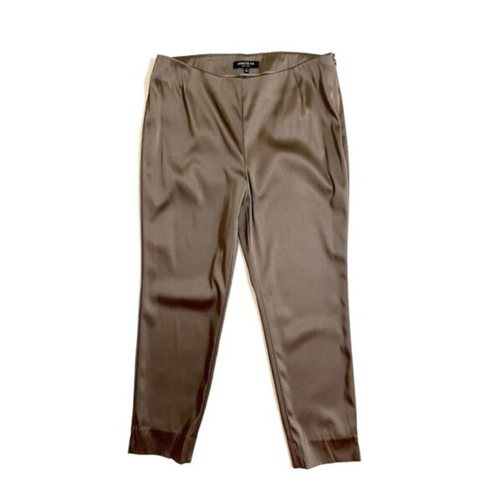 Lafayette 148 NY Brown Stretch Satin Pants SZ 8 New